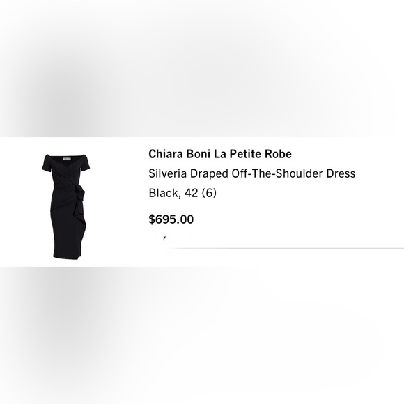 CHIARA BONI LA PETITE ROBE Silveria Draped Off-The-Shoulder Dress Black 42 (6) - Picture 2 of 6